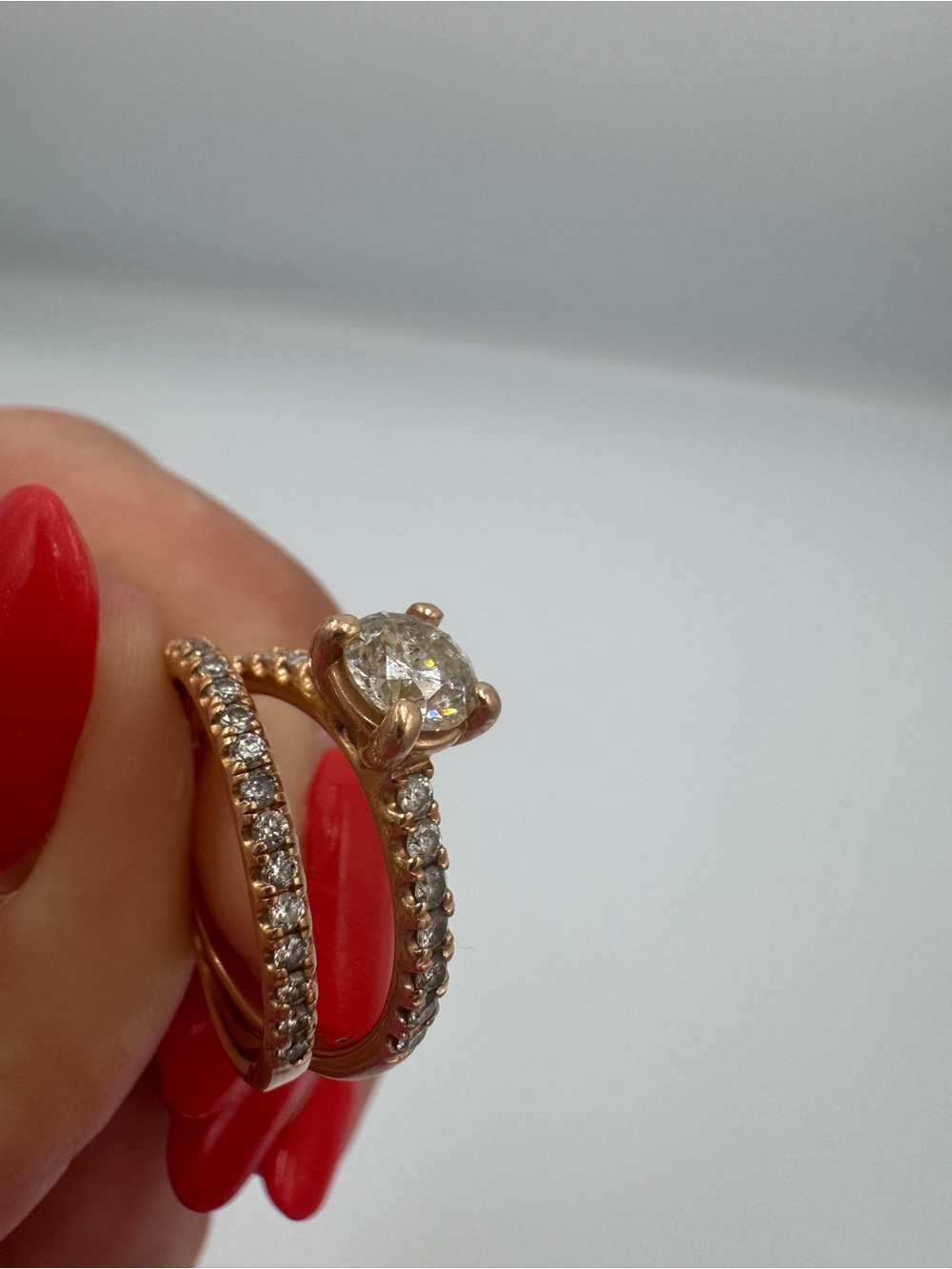 14K Rose Gold Lab-Grown Diamond Bridal Set 1.5 CTW Size 7.5 - Picture 14 of 17